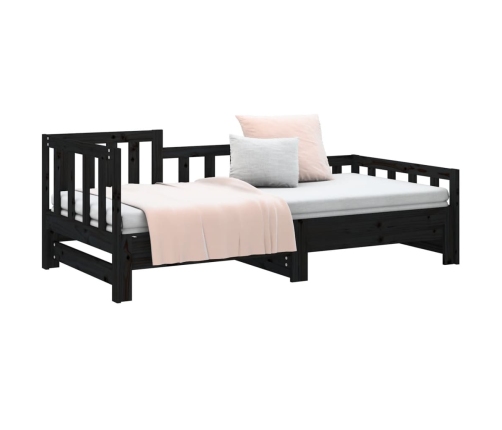 Sofá cama extraíble madera maciza de pino negro 2x(80x200) cm