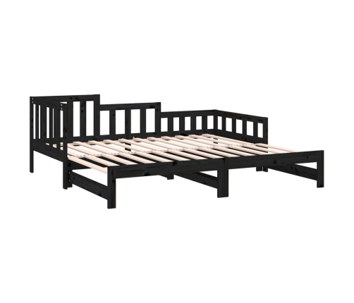 Sofá cama extraíble madera maciza de pino negro 2x(80x200) cm