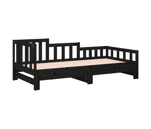 Sofá cama extraíble madera maciza de pino negro 2x(80x200) cm