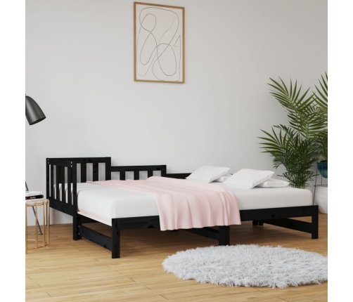 Sofá cama extraíble madera maciza de pino negro 2x(80x200) cm