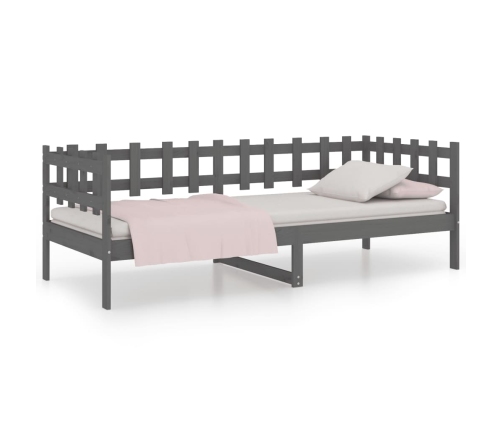 Sofá cama sin colchón madera maciza de pino gris 80x200 cm