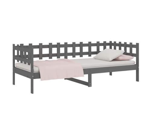 Sofá cama sin colchón madera maciza de pino gris 80x200 cm