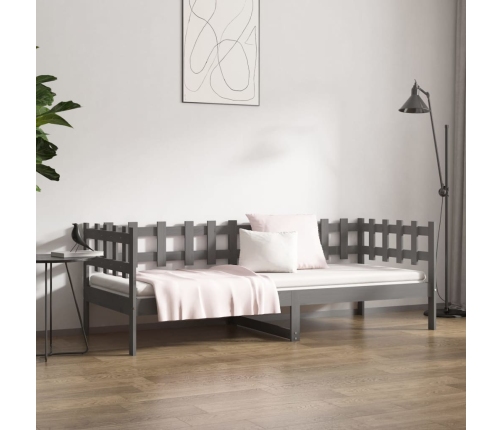 Sofá cama sin colchón madera maciza de pino gris 80x200 cm