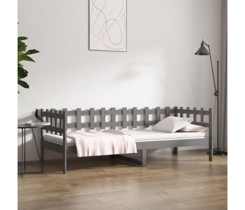 Sofá cama sin colchón madera maciza de pino gris 80x200 cm