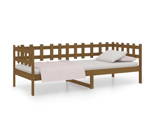 Sofá cama sin colchón madera maciza pino marrón miel 80x200 cm