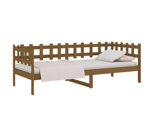 Sofá cama sin colchón madera maciza pino marrón miel 80x200 cm