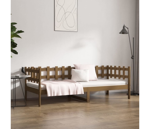 Sofá cama sin colchón madera maciza pino marrón miel 80x200 cm