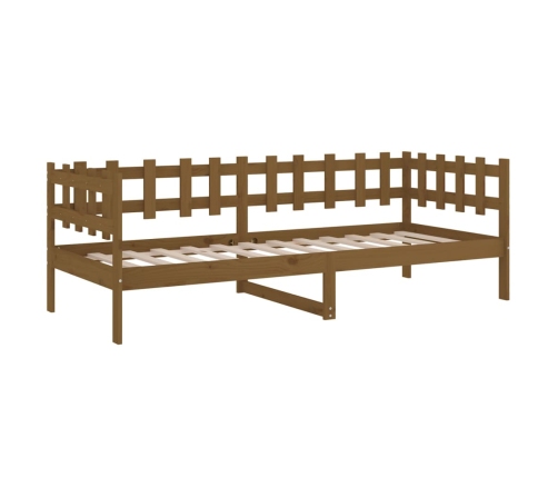 Sofá cama sin colchón madera maciza pino marrón miel 80x200 cm