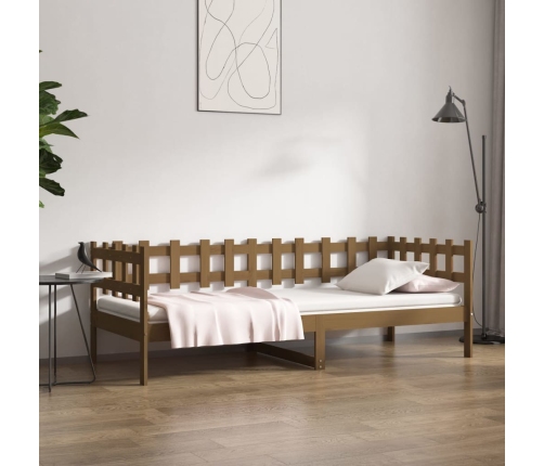 Sofá cama sin colchón madera maciza pino marrón miel 80x200 cm