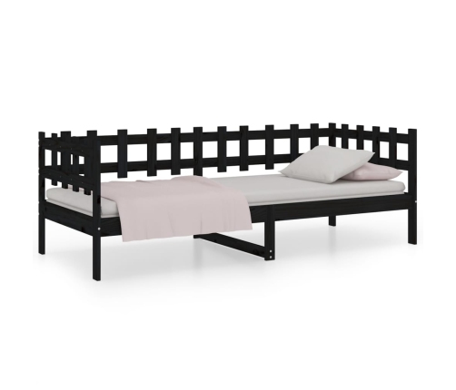 vidaXL Sofá cama de madera maciza de pino negro 80x200 cm