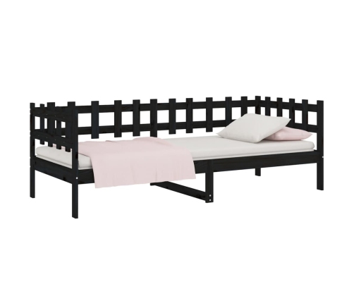 vidaXL Sofá cama de madera maciza de pino negro 80x200 cm