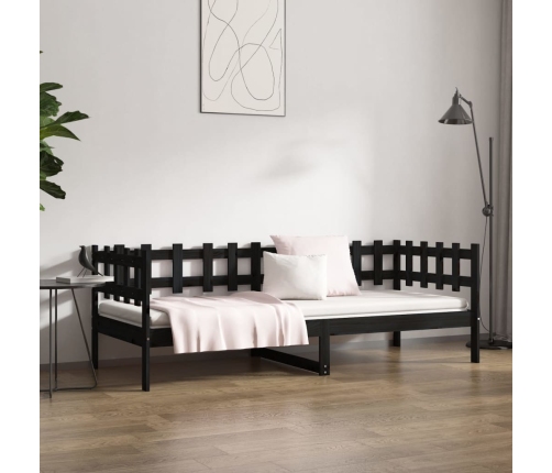 vidaXL Sofá cama de madera maciza de pino negro 80x200 cm