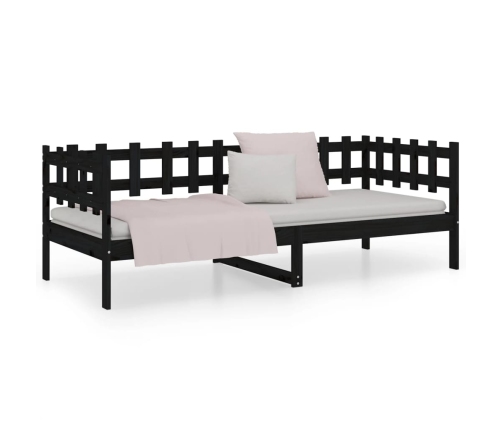 vidaXL Sofá cama de madera maciza de pino negro 80x200 cm