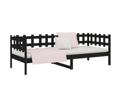 vidaXL Sofá cama de madera maciza de pino negro 80x200 cm