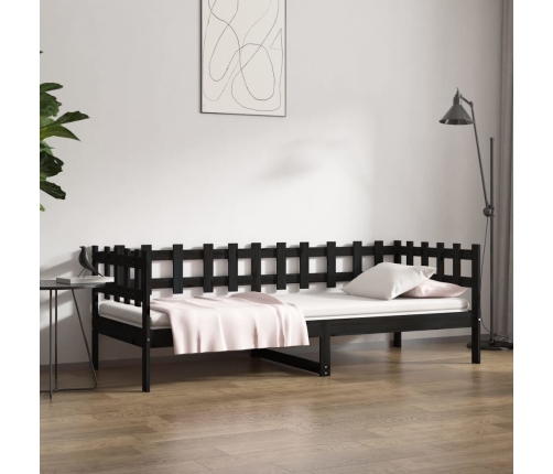 vidaXL Sofá cama de madera maciza de pino negro 80x200 cm