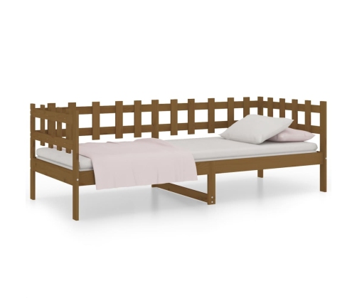 Sofá cama madera maciza de pino marrón miel 90x200 cm