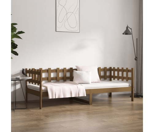 Sofá cama madera maciza de pino marrón miel 90x200 cm