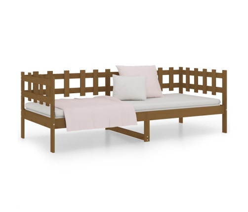 Sofá cama madera maciza de pino marrón miel 90x200 cm