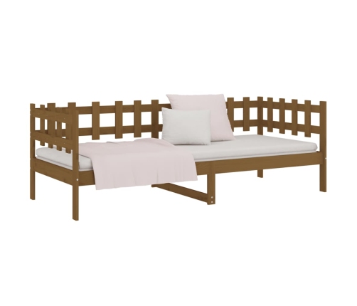 Sofá cama madera maciza de pino marrón miel 90x200 cm