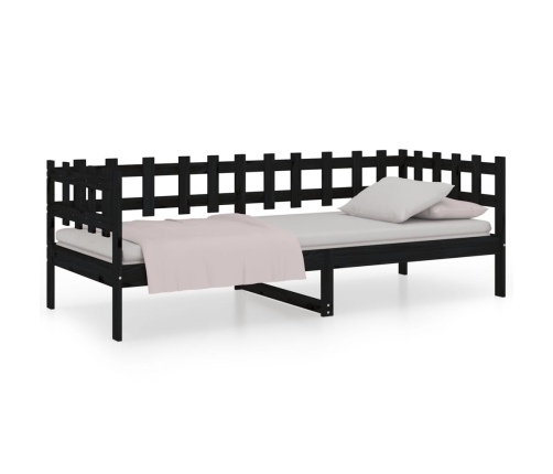 vidaXL Sofá cama madera maciza de pino negro 90x200 cm