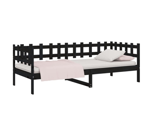 Sofá cama madera maciza de pino negro 90x200 cm