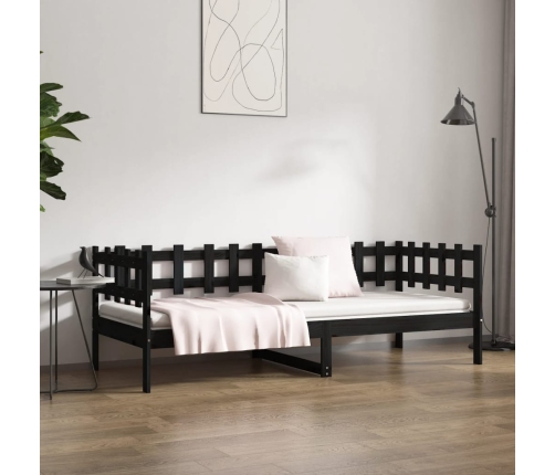 Sofá cama madera maciza de pino negro 90x200 cm