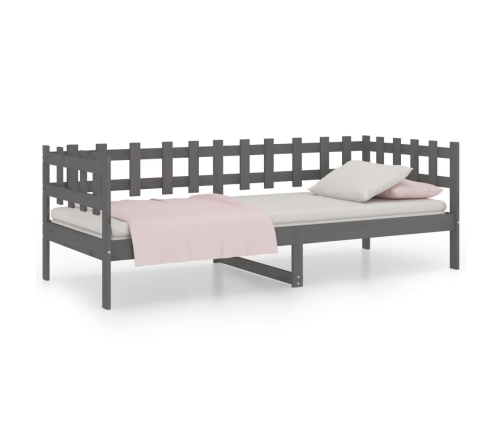 Sofá cama sin colchón madera maciza de pino gris 90x190 cm