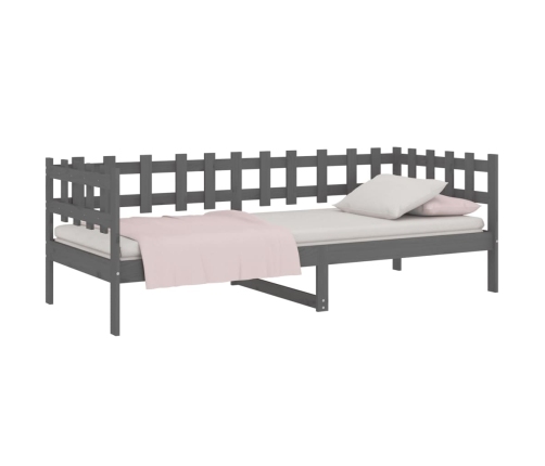 Sofá cama sin colchón madera maciza de pino gris 90x190 cm
