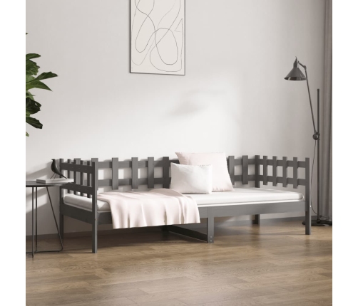 Sofá cama sin colchón madera maciza de pino gris 90x190 cm