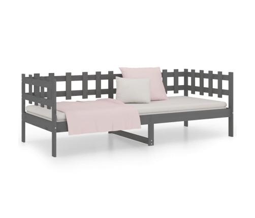 Sofá cama sin colchón madera maciza de pino gris 90x190 cm