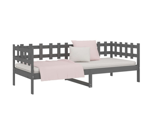 Sofá cama sin colchón madera maciza de pino gris 90x190 cm