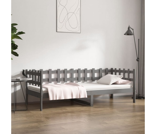 Sofá cama sin colchón madera maciza de pino gris 90x190 cm
