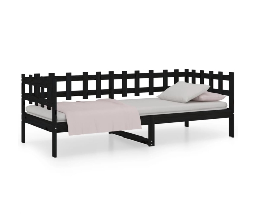 Sofá cama sin colchón madera maciza de pino negro 90x190 cm