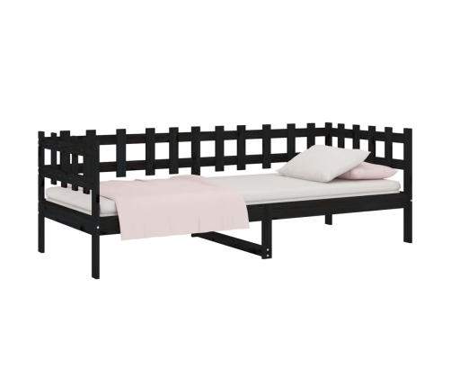 Sofá cama sin colchón madera maciza de pino negro 90x190 cm