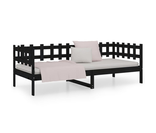 Sofá cama sin colchón madera maciza de pino negro 90x190 cm