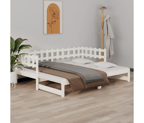 Sofá cama extraíble madera maciza de pino blanco 2x(80x200) cm