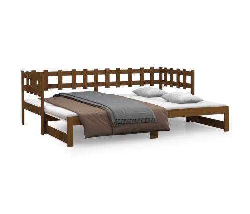 Sofá cama extraíble sin colchón marrón miel 2x(90x190) cm