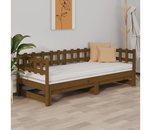 Sofá cama extraíble sin colchón marrón miel 2x(90x190) cm