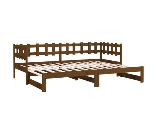 Sofá cama extraíble sin colchón marrón miel 2x(90x190) cm