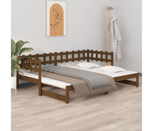 Sofá cama extraíble sin colchón marrón miel 2x(90x190) cm