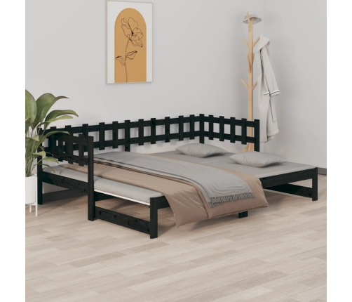 Sofá cama extraíble sin colchón negro 2x(90x190) cm