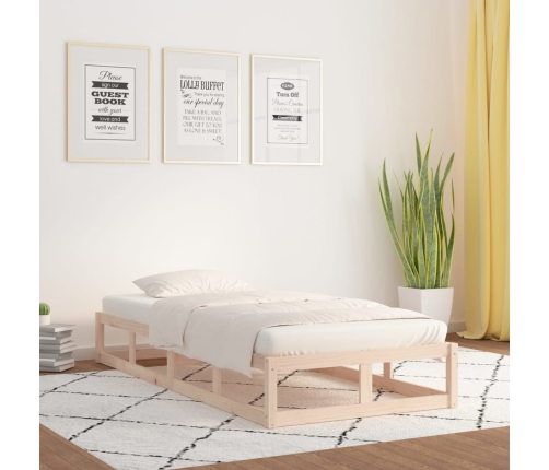 vidaXL Estructura de cama de madera maciza 90x200 cm