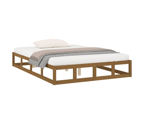 Estructura de cama de madera maciza marrón miel 150x200 cm