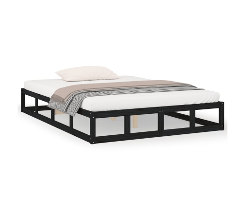 vidaXL Estructura de cama de madera maciza negro 150x200 cm