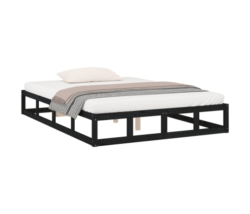 Estructura de cama de madera maciza negra 200x200 cm