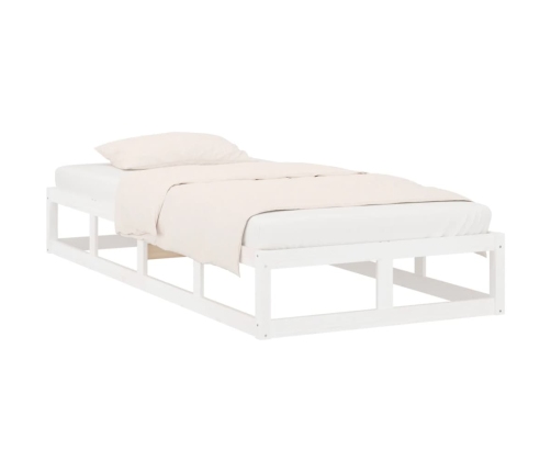 Estructura de cama individual madera maciza blanco 75x190 cm