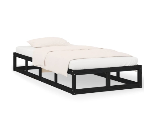 Estructura cama madera maciza individual negro 75x190 cm