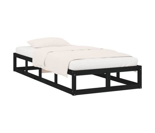 Estructura cama madera maciza individual negro 75x190 cm