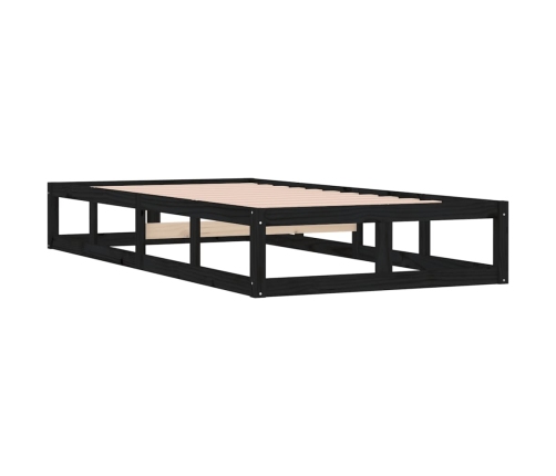 Estructura cama madera maciza individual negro 75x190 cm