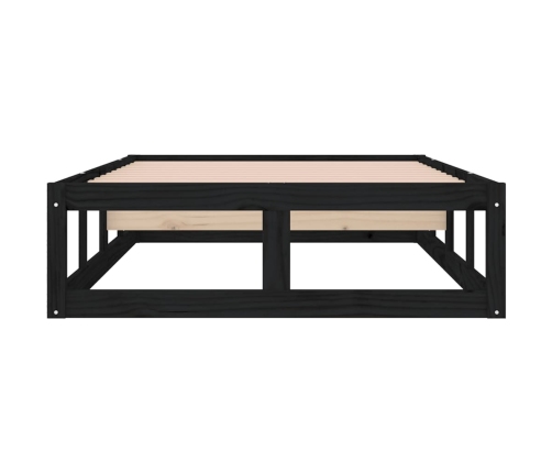 Estructura de cama individual de madera maciza negro 90x190 cm